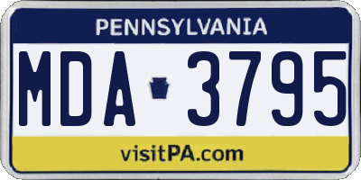 PA license plate MDA3795