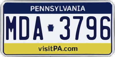 PA license plate MDA3796