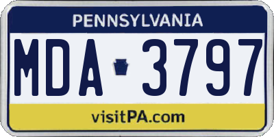 PA license plate MDA3797