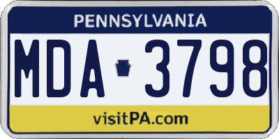 PA license plate MDA3798