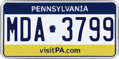 PA license plate MDA3799