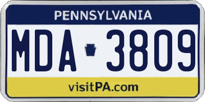 PA license plate MDA3809