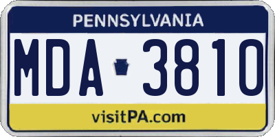 PA license plate MDA3810