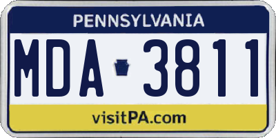 PA license plate MDA3811