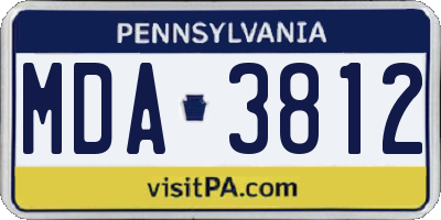 PA license plate MDA3812