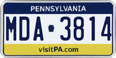 PA license plate MDA3814