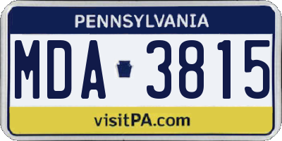 PA license plate MDA3815