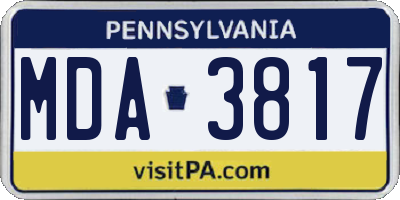 PA license plate MDA3817