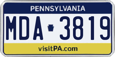 PA license plate MDA3819