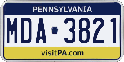 PA license plate MDA3821