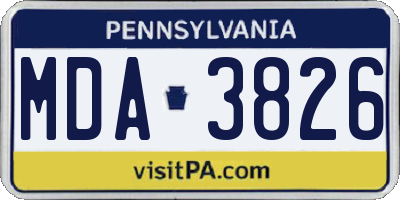 PA license plate MDA3826