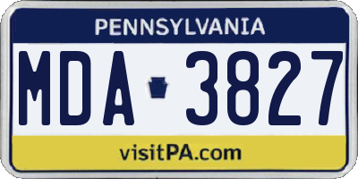 PA license plate MDA3827