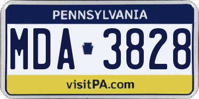 PA license plate MDA3828