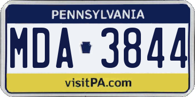 PA license plate MDA3844