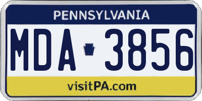 PA license plate MDA3856