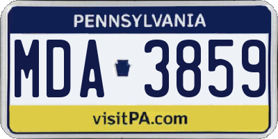 PA license plate MDA3859