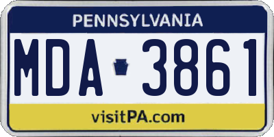 PA license plate MDA3861