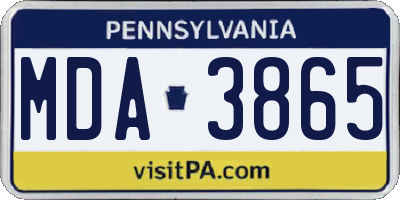 PA license plate MDA3865
