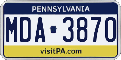PA license plate MDA3870
