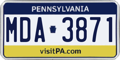 PA license plate MDA3871