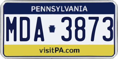 PA license plate MDA3873