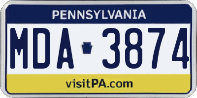 PA license plate MDA3874