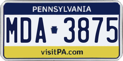 PA license plate MDA3875