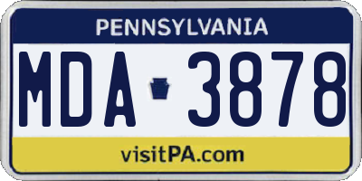 PA license plate MDA3878