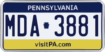 PA license plate MDA3881