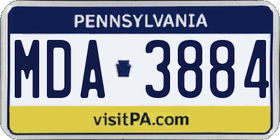 PA license plate MDA3884