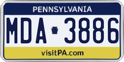 PA license plate MDA3886