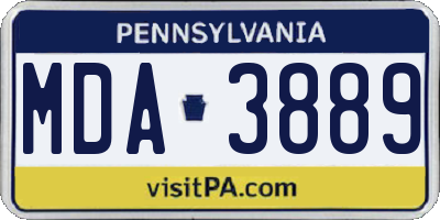 PA license plate MDA3889