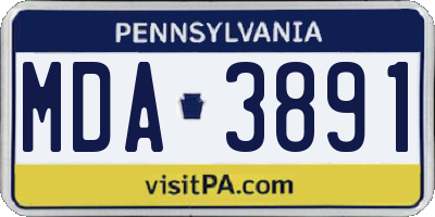 PA license plate MDA3891