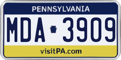 PA license plate MDA3909