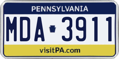 PA license plate MDA3911
