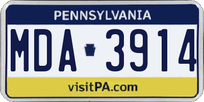 PA license plate MDA3914