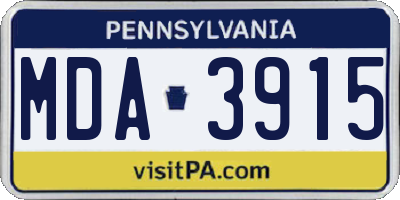 PA license plate MDA3915