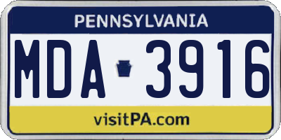 PA license plate MDA3916