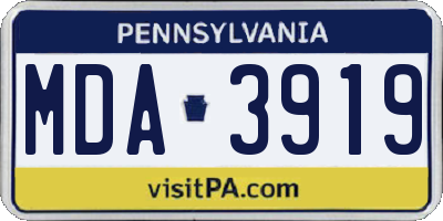 PA license plate MDA3919