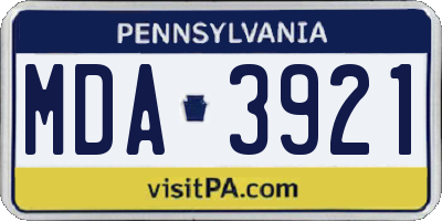 PA license plate MDA3921