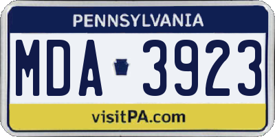 PA license plate MDA3923