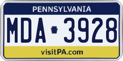 PA license plate MDA3928