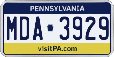 PA license plate MDA3929