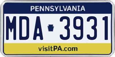 PA license plate MDA3931