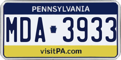 PA license plate MDA3933