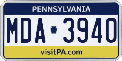 PA license plate MDA3940