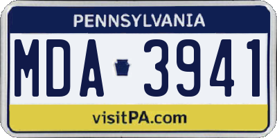 PA license plate MDA3941