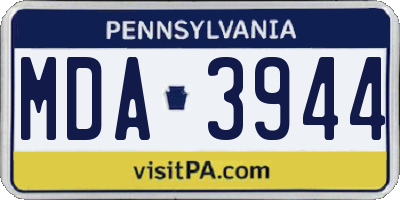 PA license plate MDA3944