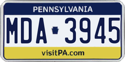 PA license plate MDA3945