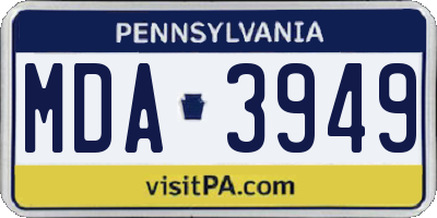 PA license plate MDA3949